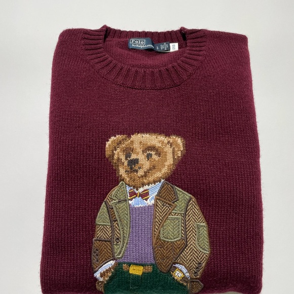 Polo Ralph Lauren Burgundy Bear Crewneck Sweater - Picture 10 of 10